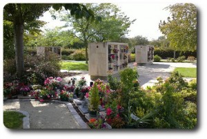 Fleurs de deuil dans un jardin du souvenir